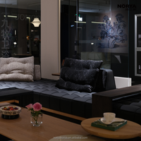 Canapé modulable de luxe NORYA, convertible, double face, en cuir, style moderne et minimaliste, pour villa, style îlot, canapé moelleux