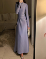 Robes modestes Y36 en polyester turc, longueur cheville, manches longues, coupe ajustée, pour femmes, pour tous les jours et les fêtes, tendance
