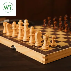 Jogo de xadrez de madeira, conjunto de xadrez dobrável, liga de zinco, peças, família, divertido, outros acessórios de jogo