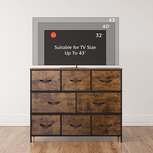 Cómoda con 8 cajones Marco de acero resistente y parte superior de madera Almacenamiento grande Dormitorio Sala de estar Soporte de TV Organizador de <span class=keywords><strong>ropa</strong></span> - Product Image 5