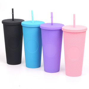 Su misura farfallino 24oz doppia parete di plastica bicchieri colorati all'ingrosso tazze con coperchi e cannucce Design carino per feste - Product Image 5