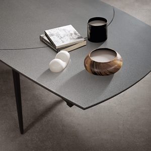 Mesa de Cerámica Extensible Giratoria Alexia 140x90, Base de Metal Gris Grafito, para Comedor Interior - Product Image 4