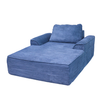 Canapé lit avec oreiller Matelas taille unique et tissu velours côtelé avec sac de rangement portable, chaise longue au sol pour le salon