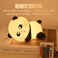 Lampe de nuit en silicone en forme de panda mignon, rechargeable, à commande tactile, à intensité variable, LED, décoration de chambre d'enfant, cadeau