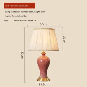 Настольная лампа JACKSUN в винтажном стиле, розовая, с кристаллической глазурью, керамическая, среднего размера, ретро, для девочек, ночник, свадебное атмосферное освещение - Product Image 6