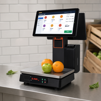 Caisse enregistreuse tout-en-un, système POS, double écran tactile 15,6 + 14,1 pouces, pesage AI, Windows Intel I3, blanc/noir