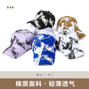 หมวกเบสบอลพิมพ์ลายผ้าฝ้ายแท้สำหรับผู้ชายสไตล์เกาหลีลำลองกลางแจ้งหมวกป้องกันแสงแดดฤดูใบไม้ผลิฤดูร้อน - Product Image 2