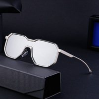 Nouvelles lunettes de soleil punk une pièce de haute qualité lunettes de soleil tendance polygone à grande monture pour hommes