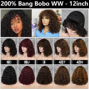 Easy Wear Water Wave Short Bob Perruque avec Bang Pre-Plucked Remy Hair pour les femmes Color Highlight #4 - Product Image 6