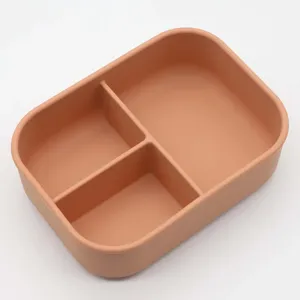 BPA Free Custom Silicone <strong>Snack</strong> Box Kids Food <strong>Snack</strong> <strong>Storage</strong> Box for School Non Spill 3 Compartments Bento Lunch Box - Product Image 2