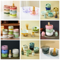 Logo personnalisé OEM Japandi Design Style fait à la main en céramique Matcha bol à thé avec bec Chawan accessoires Kit boîte-cadeau