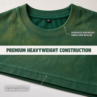 T-shirt RAMAX Vert Forêt Délavé à l'Acide 300GSM Coton Lourd Coupe Oversize Streetwear Imprimé Graphique Fournisseur d'Usine
