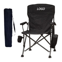 Chaise de camping pliable de luxe avec table latérale et pare-soleil, cadre en tube d'acier léger et durable pour la plage et l'extérieur
