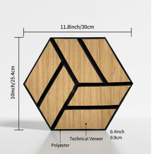 Panel Acústico Hexagonal Ecológico de Chapa de Madera, Panel Acústico de Chapa de Madera con PVC Ignífugo para Hoteles y Hogares - Product Image 2