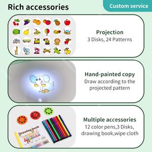 Projecteur de dessin portable Zhorya, nouveaux jouets 2023, tableau magnétique pour enfants, jouets de dessin pour enfants - Product Image 3