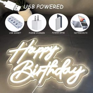 Letrero Luminoso LED de Neón con la Frase 'Feliz Cumpleaños', Decoración de Escena de Cumpleaños, Luz Decorativa Creativa, Luz de Ambiente - Product Image 1