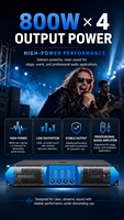Amplificateur de puissance professionnel 4 canaux Gooermi MX4800 Classe H 2U 4*800 Watts pour systèmes de sonorisation de scène
