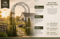 Arche de jardin en fer forgé décorative, support pour plantes grimpantes, cadre ondulé, décoration de chemin de jardin