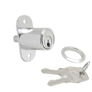 Serrure de porte coulissante avec bouton poussoir, 147/27 mm, finition chromée - Product Image 1