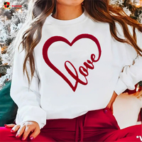 Patchs en chenille thermocollants personnalisés, grands, en forme de cœur avec lettres d'amour pour la Saint-Valentin, pour vêtements, T-shirts, sweats à capuche, sweats et vestes