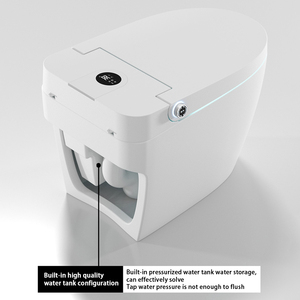 WC intelligent moderne haut de gamme en céramique à double chasse, télécommandé, cuvette allongée, fixation au sol, articles sanitaires intelligents - Product Image 3