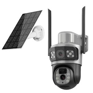 Ống kính kép 6MP PTZ 4 gam năng lượng mặt trời Powered CCTV Camera an ninh 360 ngoài trời năng lượng mặt trời Sim thẻ máy ảnh - Product Image 1