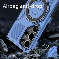 Coque arrière pour Samsung S25 Ultra, PC + TPU, support 360°, charge sans fil, compatible S25 Plus, S25 Edge, S25 FE