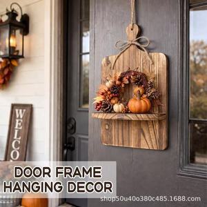 Wooden <b>Hanging</b> Shelf <b>Wall</b> Mounted Rectangle <b>Storage</b> Holder For Kitchen Vase Candle Display - Product Image 4