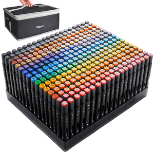 कलाकार ग्रेड 168 दोहरी टिप मार्कर सेट करें और पेशेवर ड्राइंग और डिय डिजाइन के लिए एक्रिलिक पेंट के साथ सेट - Product Image 2