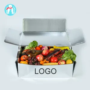 Meyve et kek için yalıtımlı köpük oluklu alüminyum folyo soğuk zincir ulaşım kutusu 50LB özel Logo balmumu kutusu