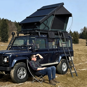 Tente de toit de luxe triangulaire pour camping, sac à chaussures inclus, tente de toit rigide en aluminium pour voiture avec échelle - Product Image 2