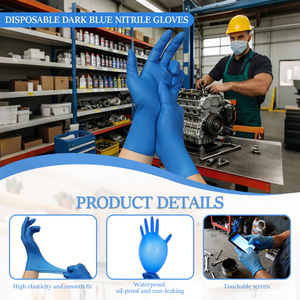 ตรวจสอบถุงมือไนไตรล์แบบไม่มีแป้ง ผู้ผลิตถุงมือไนไตรล์แบบใช้แล้วทิ้ง และถุงมือไนไตรล์สีน้ำเงินขนาด 5 มิล - Product Image 4