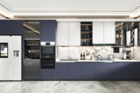 Vente en gros 13mm bleu mélamine aggloméré moderne 3D mur ciment panneau conception UV panneau de particules pour coiffeuse cuisine