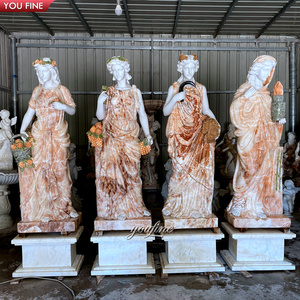 Célèbre Design Sculpté À La Main Mixte Rouge Blanc Marbre <span class=keywords><strong>Pierre</strong></span> <span class=keywords><strong>Statue</strong></span> Quatre Saisons Dieux Sculpture - Product Image 6