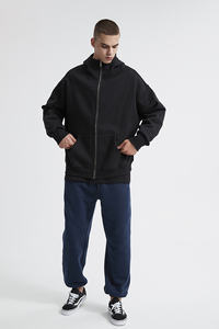 350G <span class=keywords><strong>Sweat</strong></span> à capuche à col haut doublé de polaire avec fermeture à glissière en métal Poignets de <span class=keywords><strong>gant</strong></span> côtelés <span class=keywords><strong>Sweat</strong></span>-shirt décontracté Manteau à capuche en polaire de couleur unie - Product Image 2