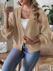 <span class=keywords><strong>Cardigan</strong></span> en tricot pour femme, pull décontracté simple à manches lanternes pour l'automne et l'hiver - Product Image 3