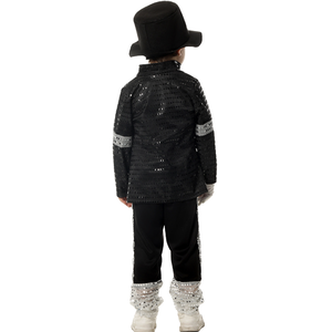 Disfraz de Halloween para Niño, Disfraz de Michael Jackson, Rey del Pop de los 80, <span class=keywords><strong>Billie</strong></span> Jean, Traje Negro, Cosplay, CARR-034 - Product Image 3