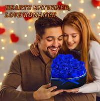 Kotak Berbentuk Hati Forever Blue Roses 16 Mawar Biru Awet Berkualitas Tinggi 100% Asli Hadiah Ulang Tahun untuk Ibu Istri Pacar