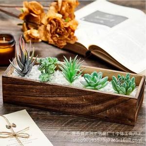 Jardinière rectangulaire rétro en bois de 6,8 cm de hauteur, vase de table polyvalent pour décoration de bureau ou de mariage - Product Image 1