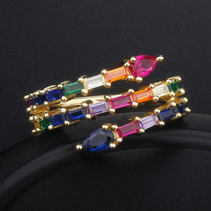 Trang Sức Mới Nhất Nhẫn Bạc Sterling Nhẫn Tròn Đính Đá Cz Nhiều Màu 925 Trang Sức Vàng 18K 14K Nhẫn Cầu Vồng <span class=keywords><strong>Zirconia</strong></span> Bán Sỉ - Product Image 2