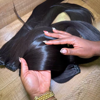 Extensions de cheveux naturels chinois bruts, 100% vierges, à cuticules alignées, double trame machine, qualité 8A-15A, effet plume, provenant d'un seul donneur, pour la vente en gros