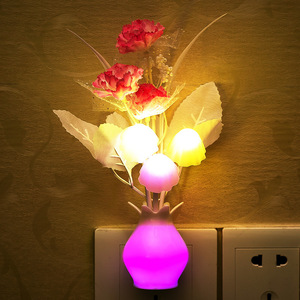 Veilleuse LED à capteur de crépuscule 0.5W Lampe à économie d'énergie Rose <span class=keywords><strong>Fleur</strong></span> Champignon <span class=keywords><strong>Design</strong></span> Minimaliste Style Plug-in pour Chambre à coucher - Product Image 1