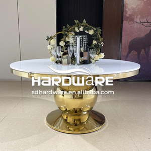 Venta al por mayor, mesa de comedor de boda, banquete superior, mdf, marco de metal dorado - Product Image 5