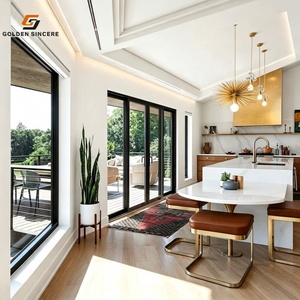 Portes coulissantes en accordéon à double vitrage pour patio/balcon Isolation thermique Cadre en alliage d'aluminium insonorisé Moustiquaire en acier inoxydable - Product Image 1