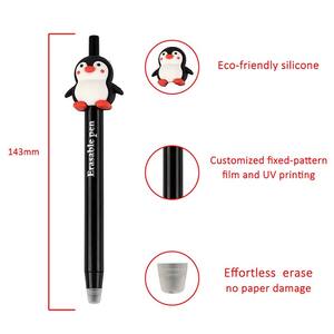 O&Q Nouveau Stylo Gel Effaçable à <span class=keywords><strong>Encre</strong></span> Bleue/Noire 0,5 mm pour Enfants, Motif Animal Mignon, Thème Pingouin <span class=keywords><strong>de</strong></span> <span class=keywords><strong>Dessin</strong></span> Animé en Plastique, pour Bureau et École, Personnalisable - Product Image 2