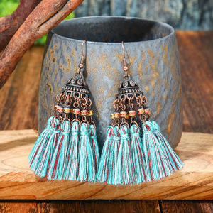 Bohemian Tassel <b>Drop</b> Earrings Alloy Antique <b>Bronze</b> Plated Women's Party Jewelry Summer Beach Accessories - Product Image 4