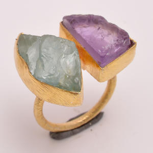 แหวนชุบทอง18K เงิน925แหวน kyanite สีฟ้าธรรมชาติและ kyanite แหวนแฮนด์เมดอัญมณีสีเขียวเครื่องประดับเงินขายส่ง - Product Image 5