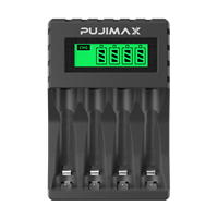 Chargeur de batterie intelligent PUJIMAX 1,2 V avec fonction d'arrêt automatique pour 1 à 4 piles rechargeables AA/AAA Ni-MH/Ni-Cd avec écran LCD