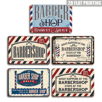 Letrero Metálico Vintage para Barbería, Diseño de Poste Rojo, Blanco y Azul, Decoración de Pared para Salón y Barbería