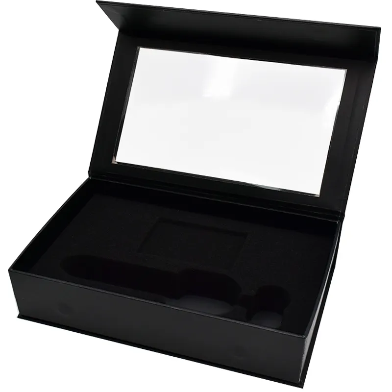 Caja de cartón de embalaje de papel de regalo de joyería, personalizada, con tapa transparente, ventana de PVC